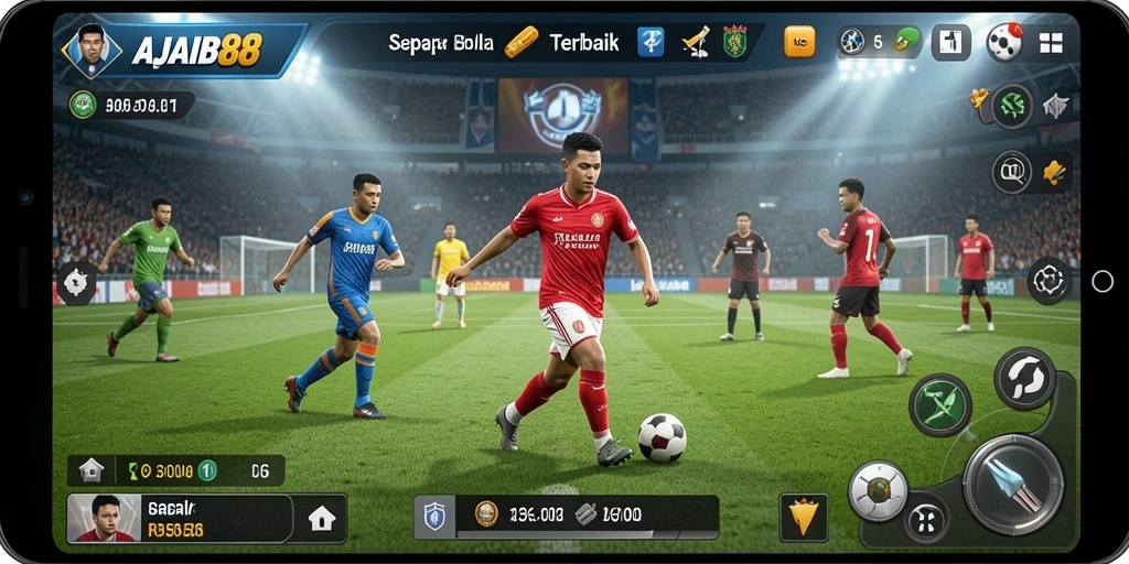 Tampilan gameplay menarik dari AJAIB88 yang menampilkan aksi sepak bola.