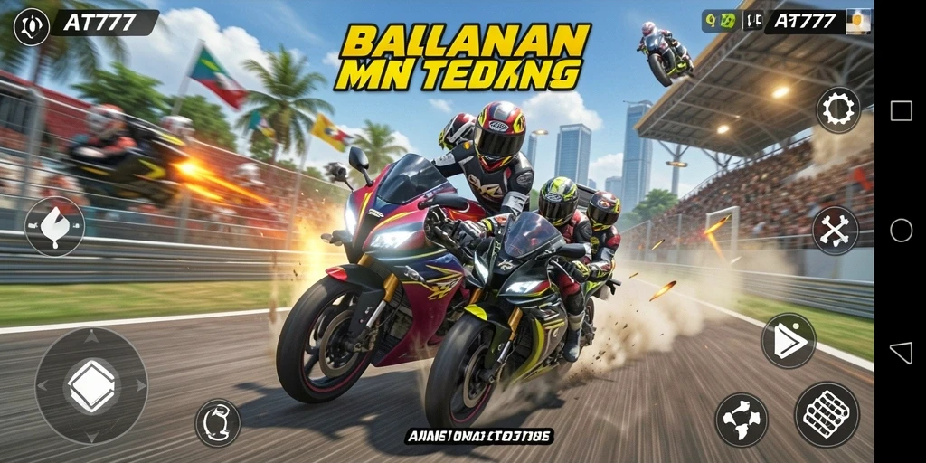 Gameplay AT777 yang menegangkan dengan balapan motor yang seru.