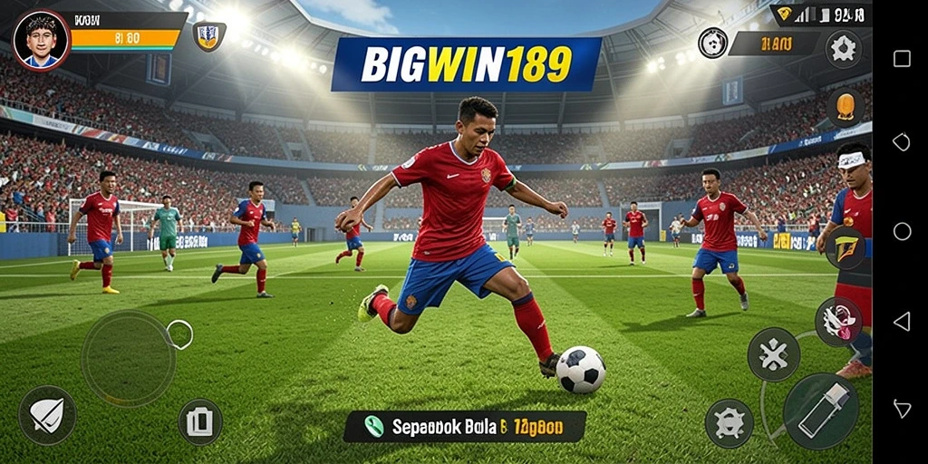 Tampilan gameplay menarik dari BIGWIN189 saat pertandingan sepak bola.
