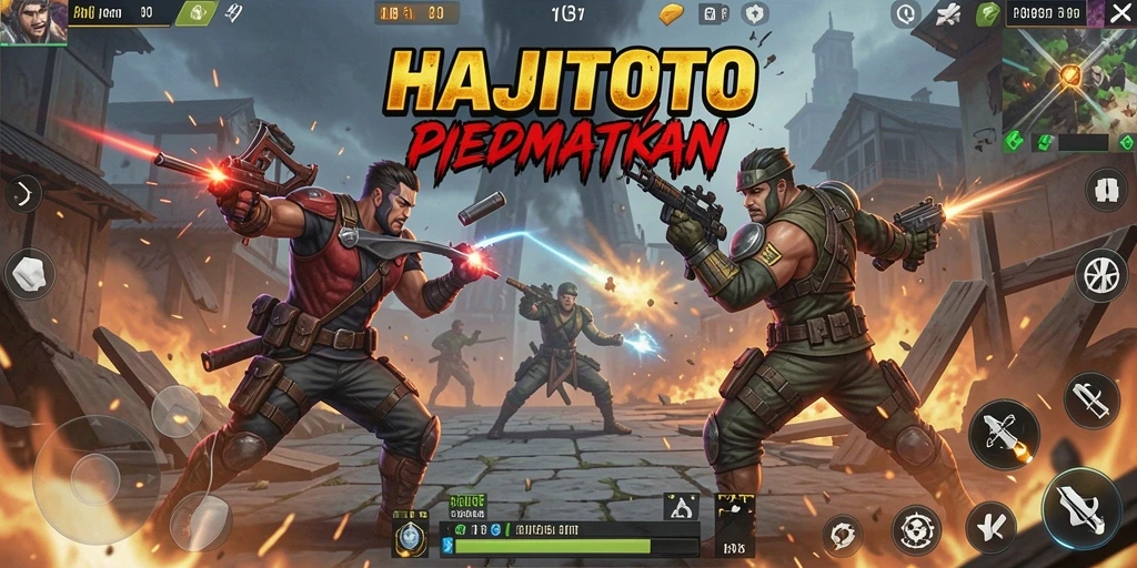 Gameplay seru pertempuran di HAJITOTO, menunjukkan aksi menegangkan.