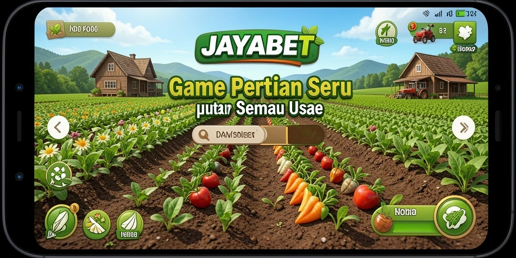 Screenshot tampilan gameplay JAYABET dengan pemandangan ladang yang indah.