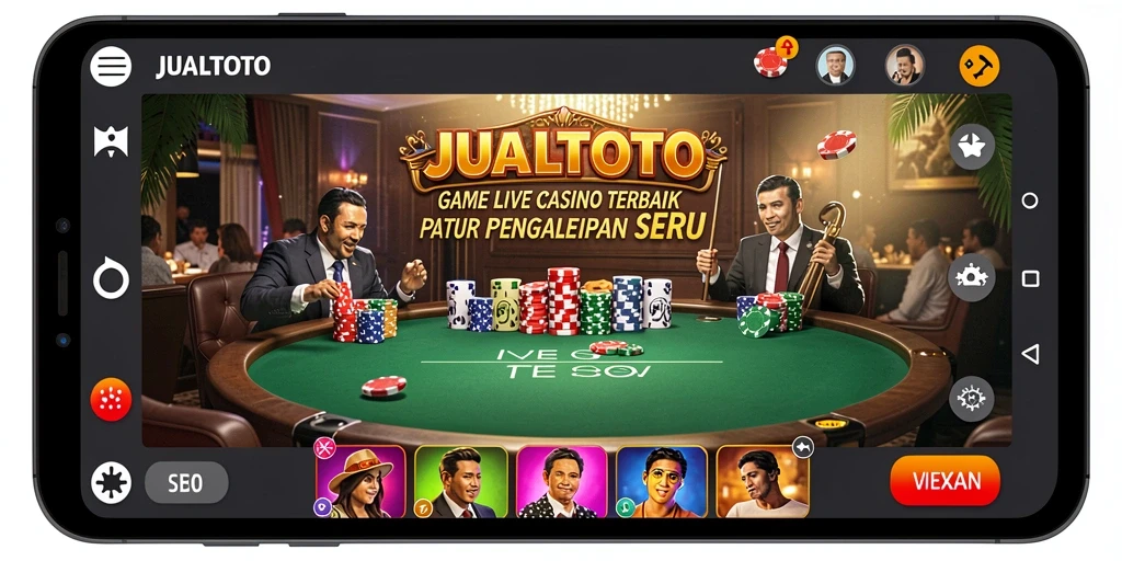 Gameplay JUALTOTO yang mendebarkan dengan dealer langsung.