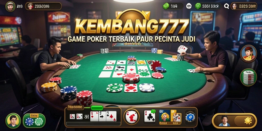 Screenshot utama KEMBANG777 menampilkan aksi seru dalam permainan Poker.