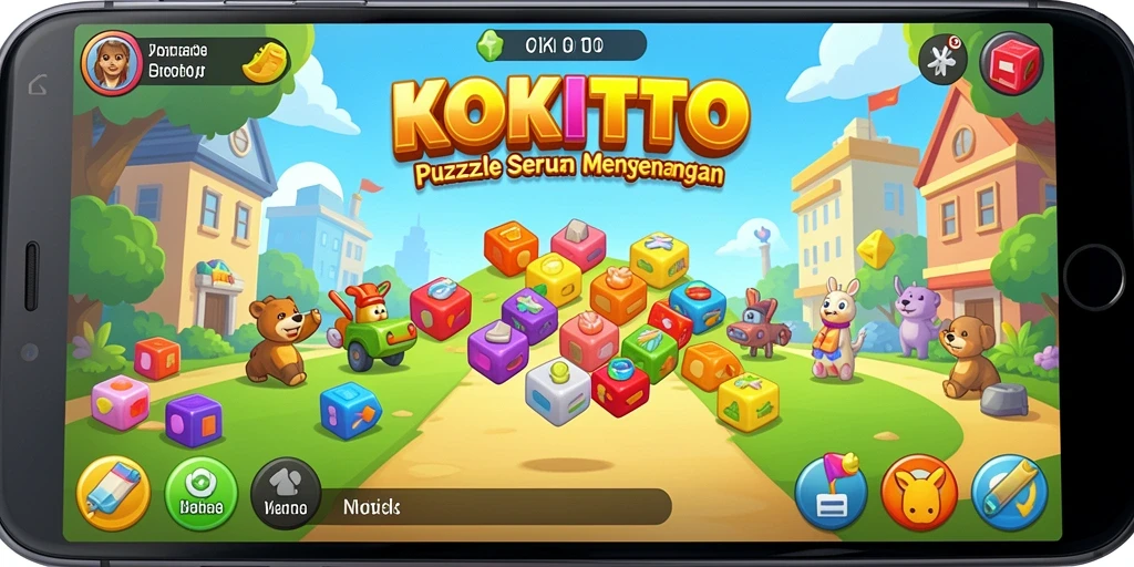 Tampilan gameplay seru KOKITOTO yang penuh warna.