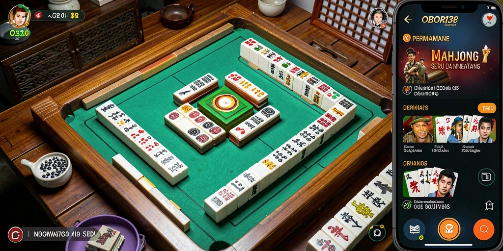 Tangkapan layar OBOR138 menampilkan gameplay Mahjong yang mendebarkan.