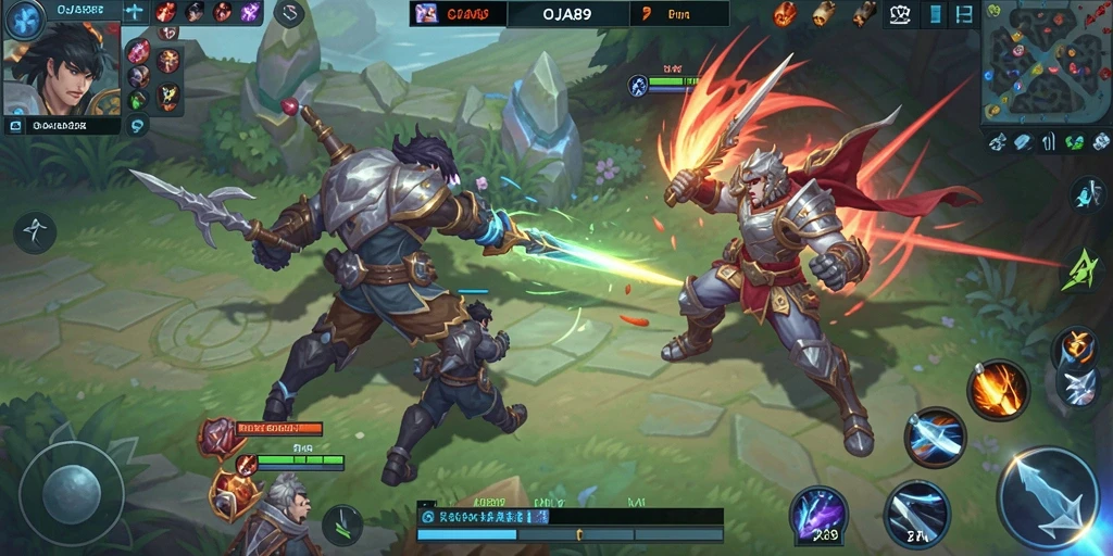Screenshot gameplay OJA89 dengan aksi MOBA seru.