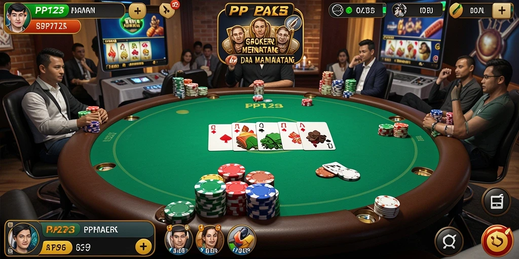 Gameplay PP123 yang mengasyikkan dalam suasana poker yang penuh strategi.