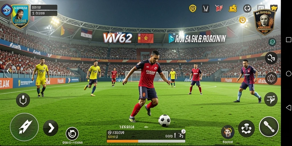Tampilan gameplay seru dalam game sepak bola VV62.