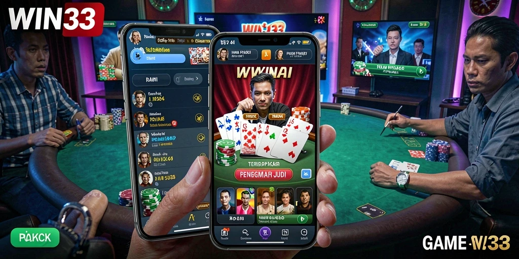 Tampilan gameplay poker yang seru dan interaktif di WIN33.